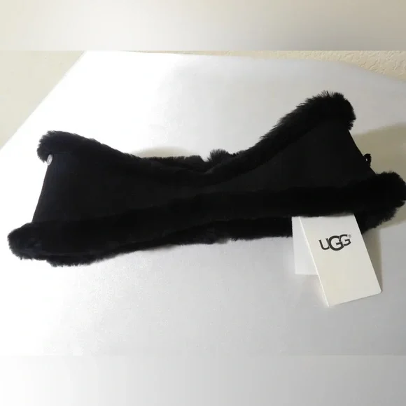 UGG Australia Suede Shearling Reversible Black Headband S/M P/M display picture 1